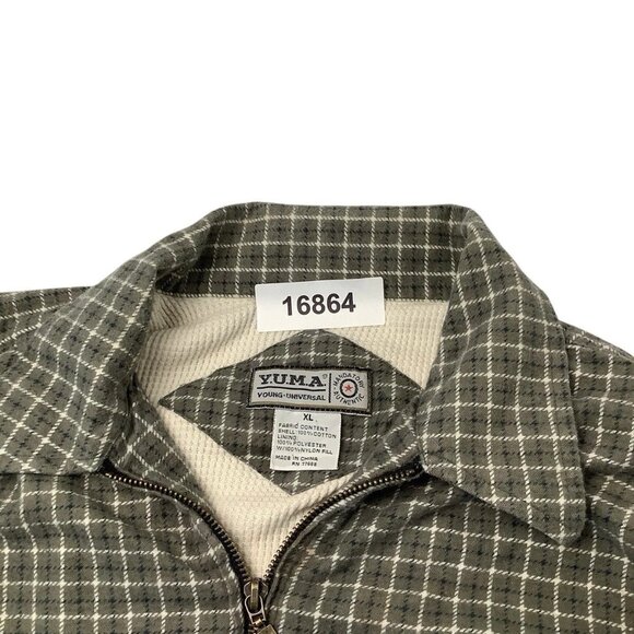 Y.U.M.A. Men’s Plaid Green Flannel Shirt Full Zip Thermal Lined Size XL - Picture 7 of 11